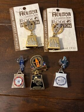 Set of 5 Houston Livestock Show Rodeo Bell Pins